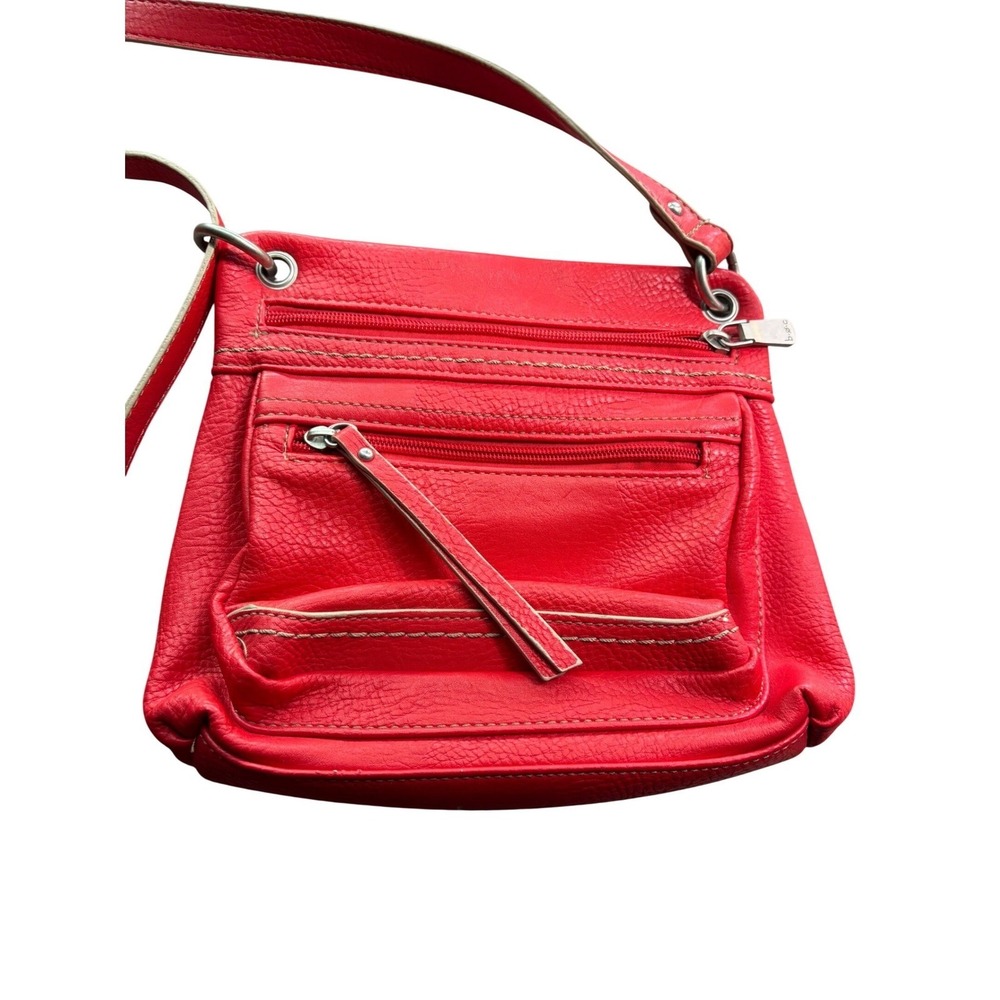 b.o.c. Born Concept Red Pebbled Faux Leather Crossbody Bag Organizer Purse